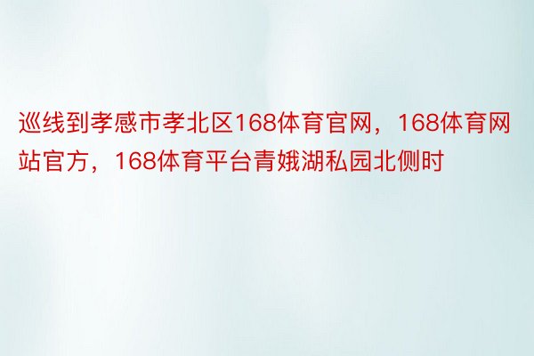 巡线到孝感市孝北区168体育官网，168体育网站官方，168体育平台青娥湖私园北侧时